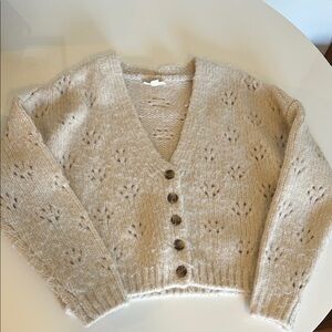 Garage Beige Knit Cardigan Sweater